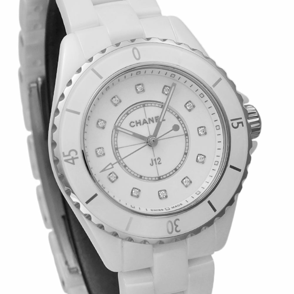 Shop Authentic Chanel J12 Quartz Diamonds White Dial White Steel Strap Watch for Women - J12 H5703 - Luxxuri