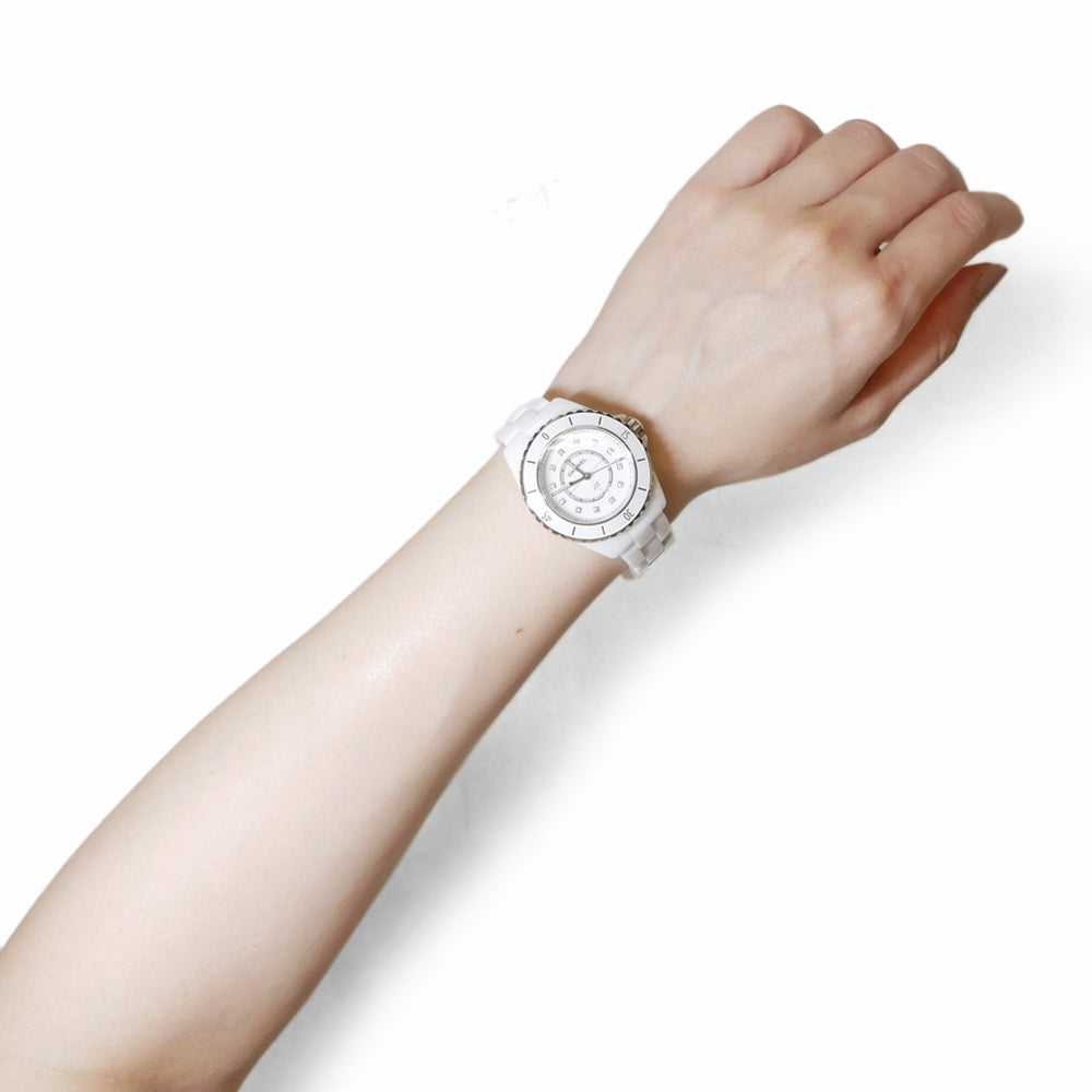 Shop Authentic Chanel J12 Quartz Diamonds White Dial White Steel Strap Watch for Women - J12 H5703 - Luxxuri