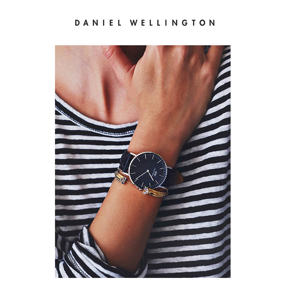 Shop Authentic Daniel Wellington Petite Sheffield Black Dial Black Leather Strap Watch For Women - DW00100180 - Luxxuri