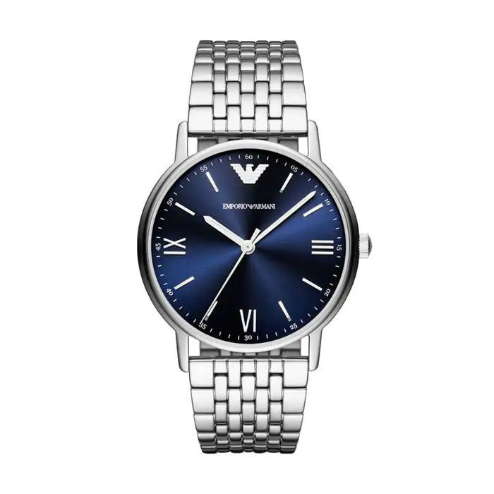 Shop Authentic Emporio Armani Kappa Quartz Blue Dial Silver Steel Strap Watch For Men - AR80010 - Luxxuri