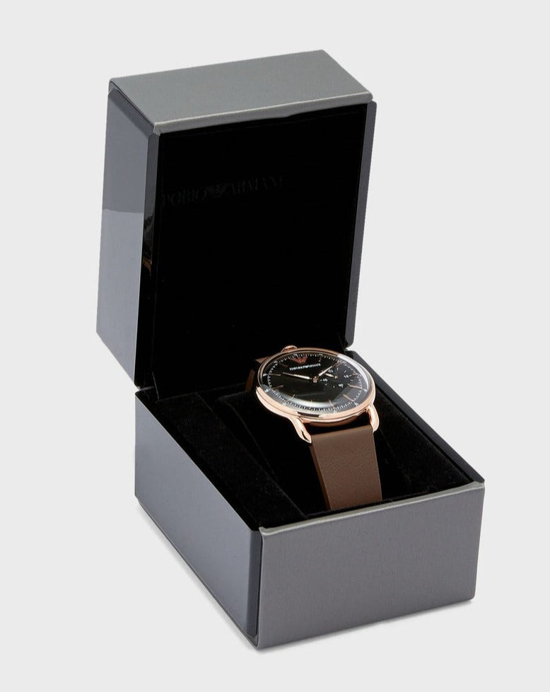 Shop Authentic Emporio Armani Aviator Quartz Black Dial Brown Leather Strap Watch For Men - AR11337 - Luxxuri