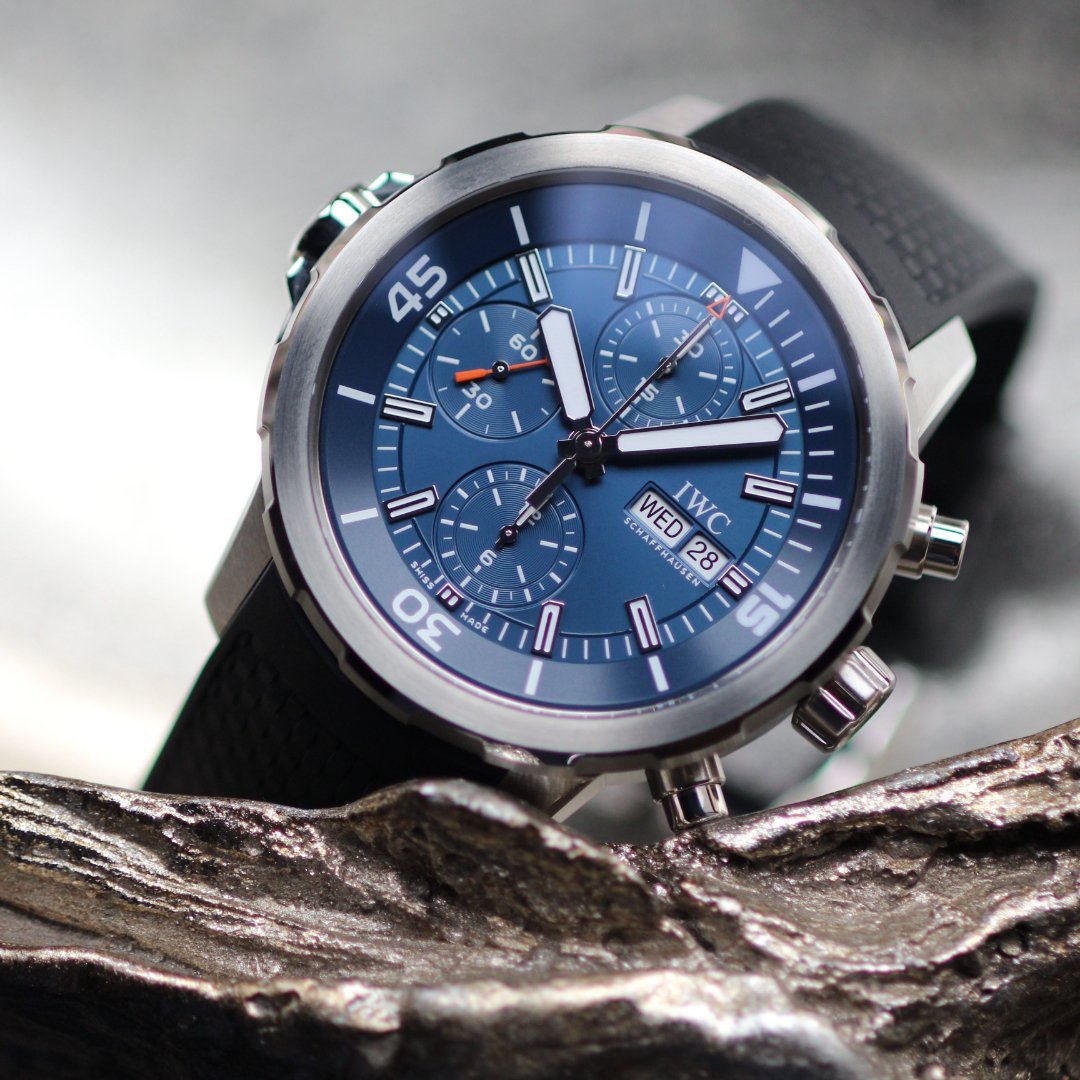 Shop Authentic IWC Aquatimer Automatic Chronograph 44mm Blue Dial Black Rubber Strap Watch for Men - IW376805 - Luxxuri