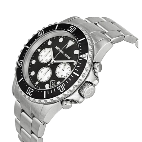Shop Authentic Michael Kors Everest Chronograph Black Dial Silver Steel Strap Watch For Men - MK8256 - Luxxuri