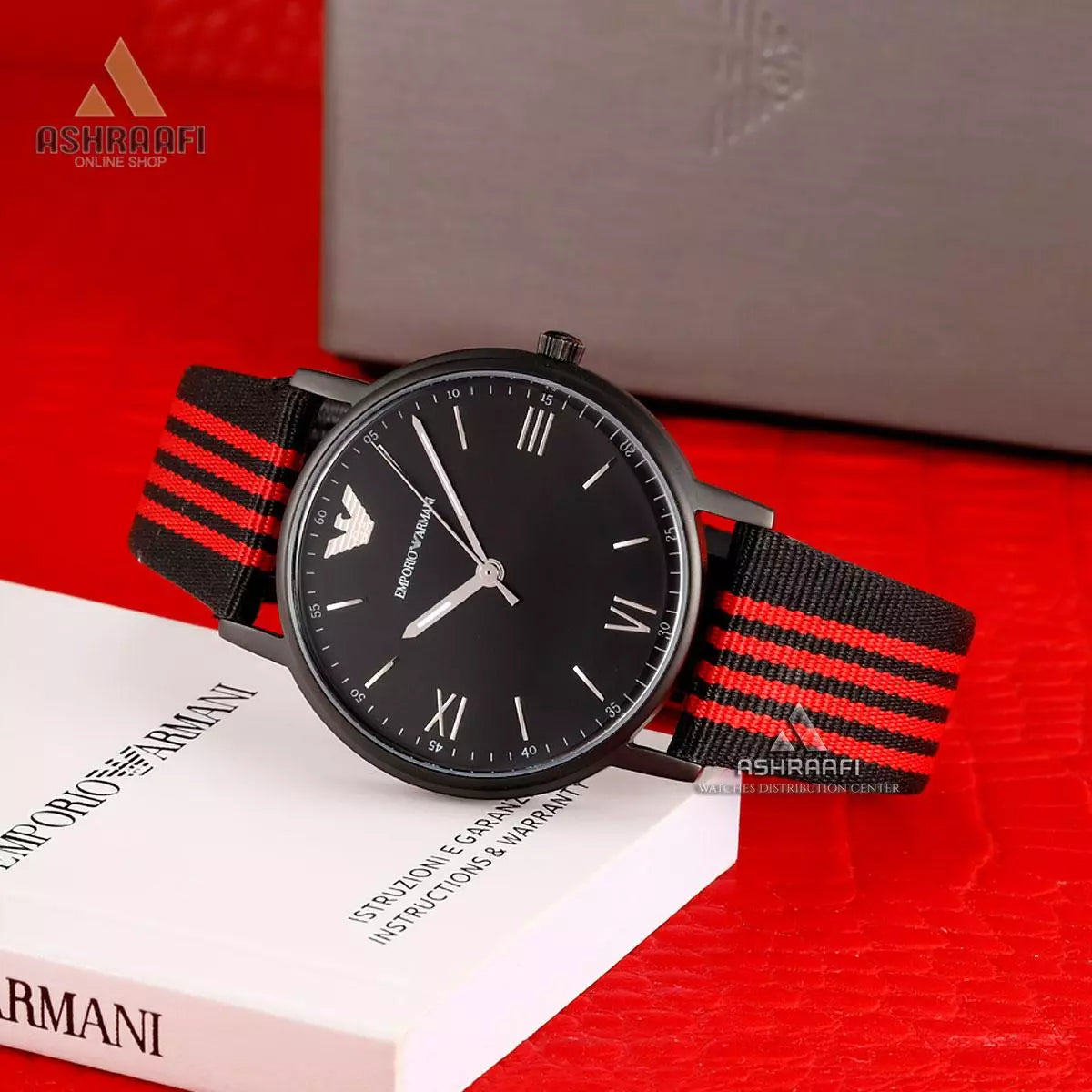 Shop Authentic Emporio Armani Kappa Black Dial Two Tone NATO Strap Watch For Men - AR11015 - Luxxuri