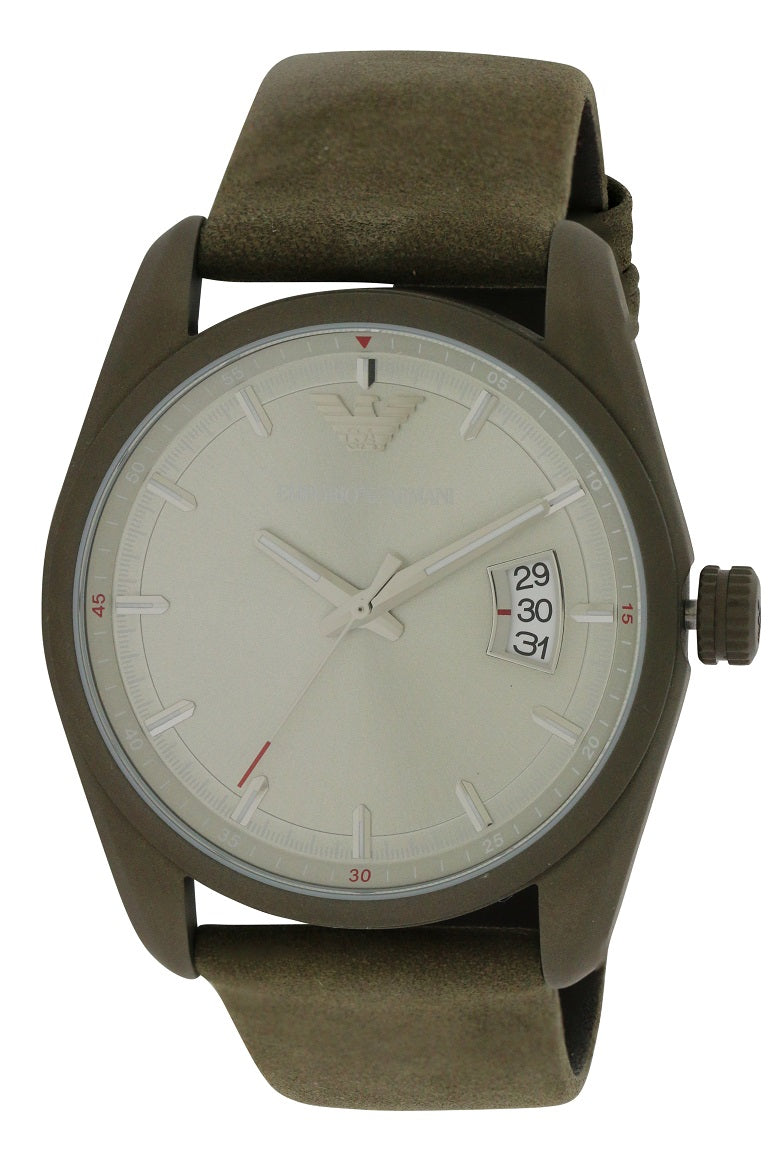 Shop Authentic Emporio Armani Sportivo Quartz Silver Dial Brown Leather Strap Watch For Men - AR6079 - Luxxuri