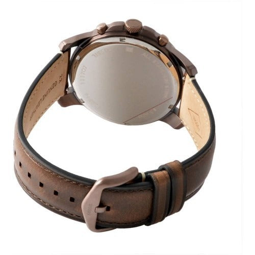 Shop Authentic Fossil Grant Chronograph White Dial Brown Leather Strap Watch for Men - FS5344 - Luxxuri