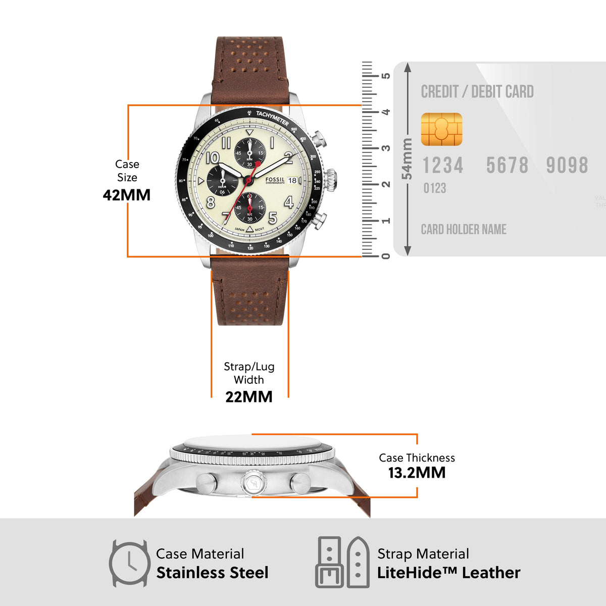 Shop Authentic Fossil Sport Tourer Chronograph White Dial Brown Leather Strap Watch for Men - FS6042 - Luxxuri