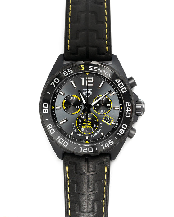 Shop Authentic Tag Heuer Formula 1 Chronograph Senna Black Dial Black Leather Strap Watch for Men - CAZ101AJ.FC6487 - Luxxuri