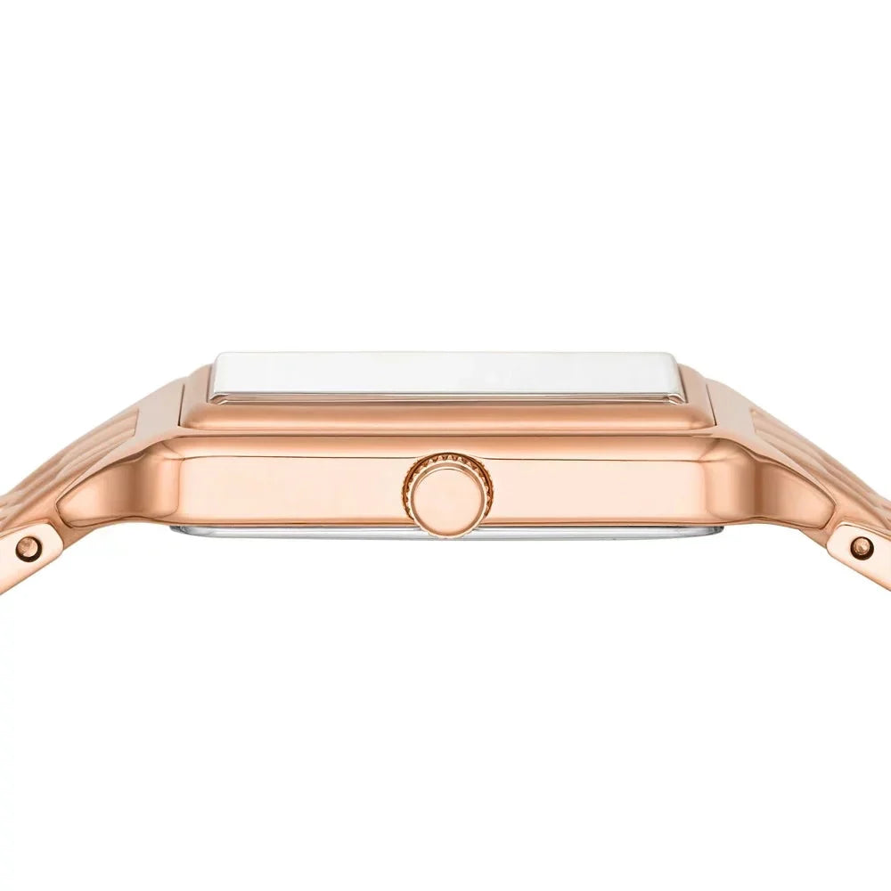 Fossil Raquel Three Hand Date White Dial Rose Gold Steel Strap Watch For Women - ES5271