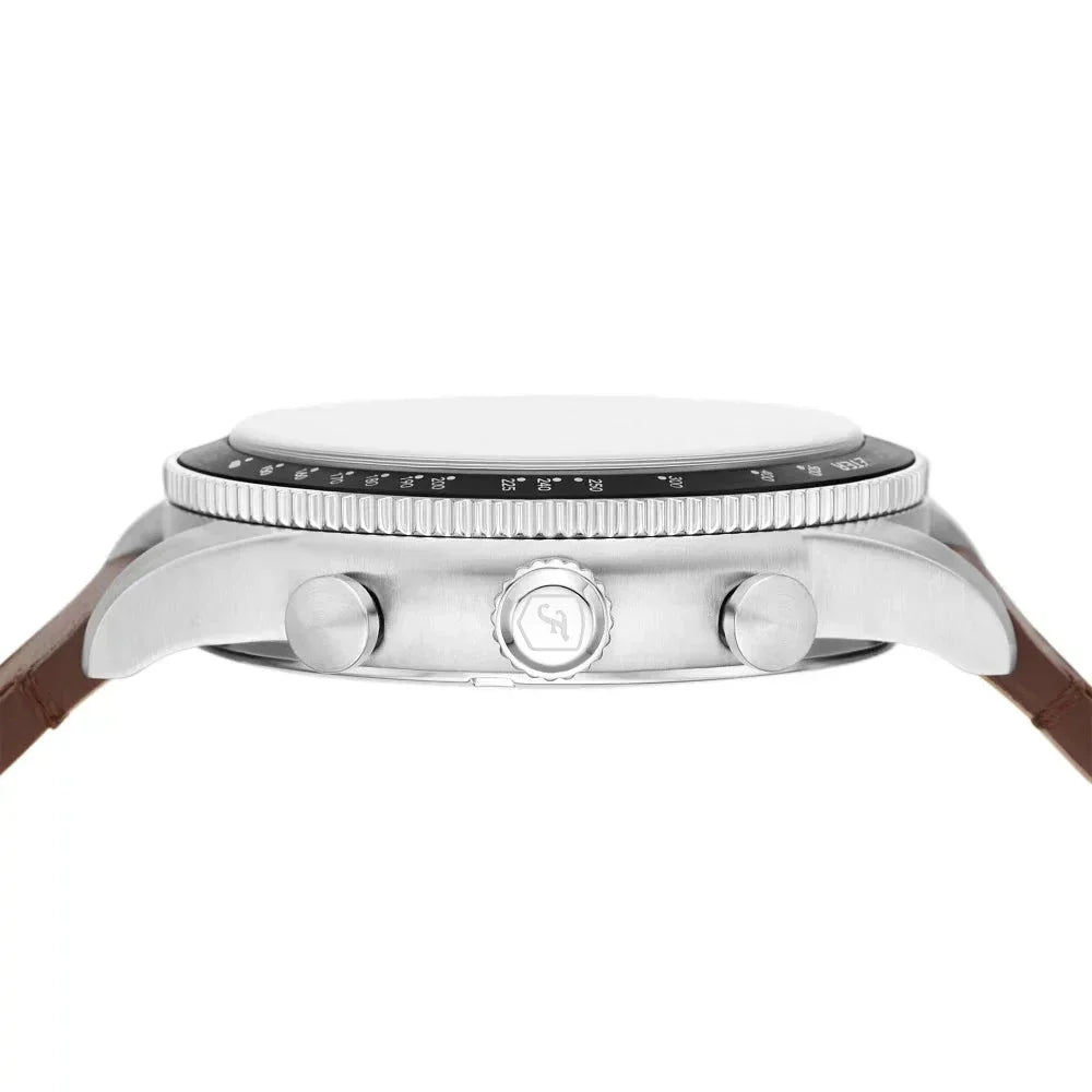 Shop Authentic Fossil Sport Tourer Chronograph White Dial Brown Leather Strap Watch for Men - FS6042 - Luxxuri