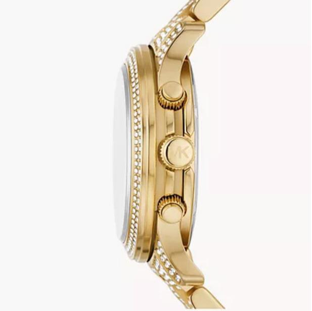 Shop Authentic Michael Kors Everest Chronograph Crystals Gold Dial Gold Steel Strap Watch For Women - MK7254 - Luxxuri