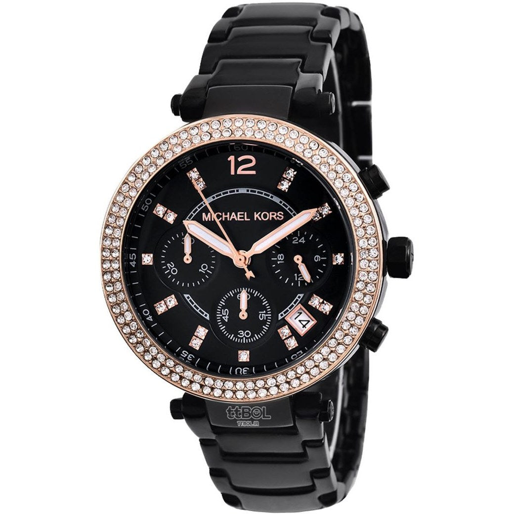 Shop Authentic Michael Kors Parker Diamonds Black Dial Black Steel Strap Watch for Women - MK5885 - Luxxuri