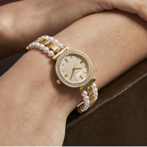 Guess Gala Diamonds Gold Dial Two Tone Steel Strap Watch for Women - GW0531L2