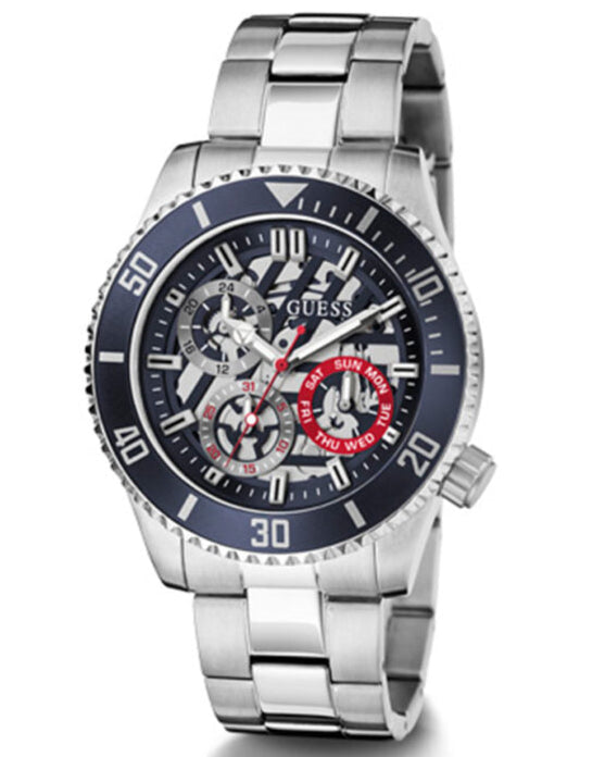 Shop Authentic Guess Axle Multifunction Black Dial Silver Steel Strap Watch For Men - GW0488G1 - Luxxuri