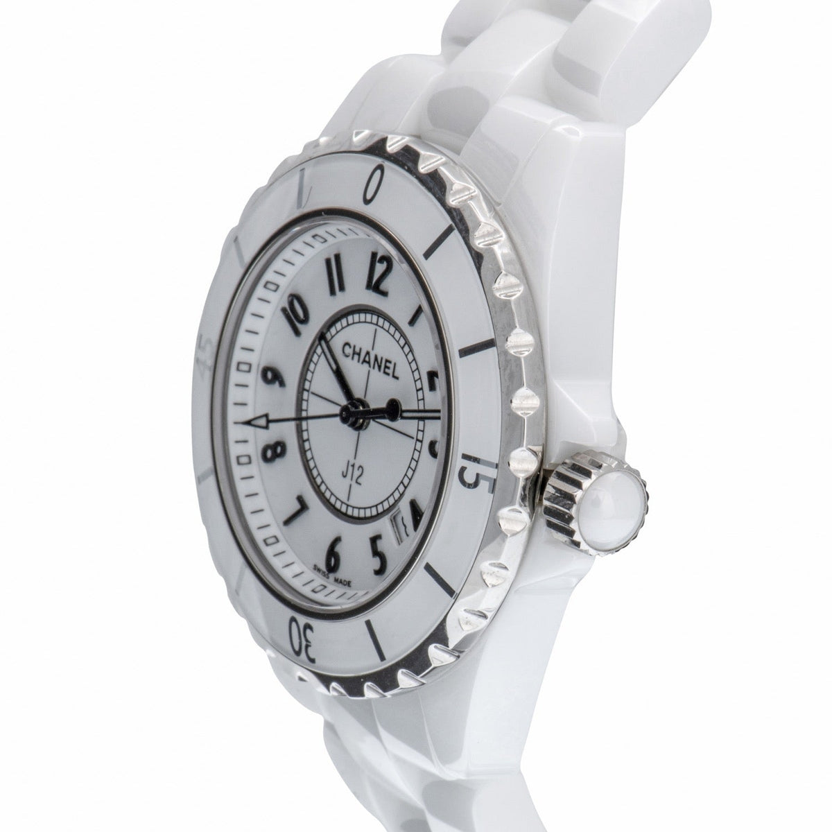 Shop Authentic Chanel J12 Ceramic White Dial White Steel Strap Watch for Women - J12 H0968 - Luxxuri