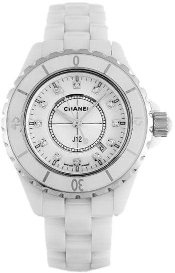 Shop Authentic Chanel J12 Diamonds Ceramic White Dial White Steel Strap Watch for Women - J12 H1628 - Luxxuri