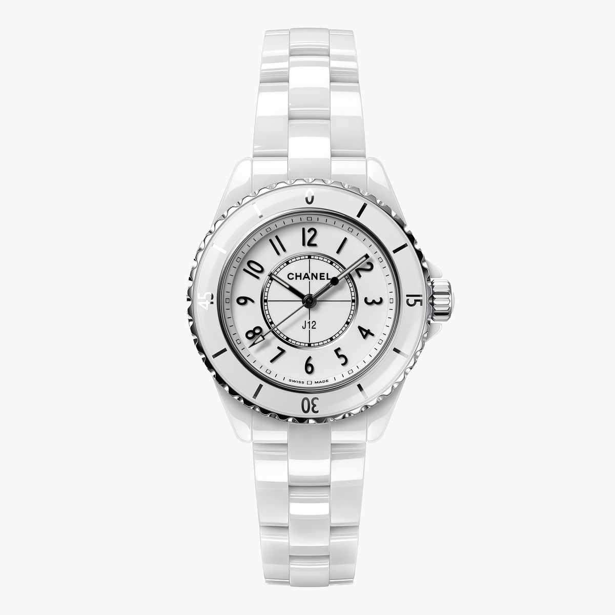 Shop Authentic Chanel J12 Quartz White Dial White Steel Strap Watch for Women - J12 H5698 - Luxxuri