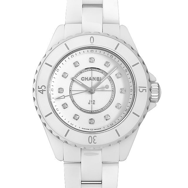Shop Authentic Chanel J12 Quartz Diamonds White Dial White Steel Strap Watch for Women - J12 H5703 - Luxxuri