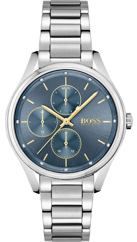 Shop Authentic Hugo Boss Grand Course Blue Dial Silver Steel Strap Watch for Women - 1502583 - Luxxuri