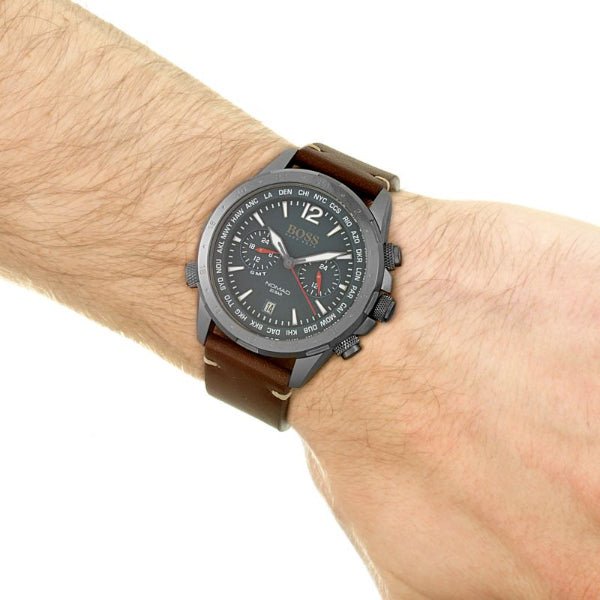 Shop Authentic Hugo Boss Nomad Blue Dial Brown Leather Strap Watch for Men - 1513773 - Luxxuri