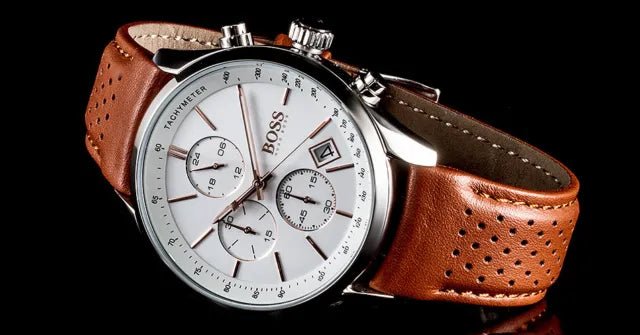 Shop Authentic Hugo Boss Grand Prix White Dial Brown Leather Strap Watch for Men - 1513475 - Luxxuri