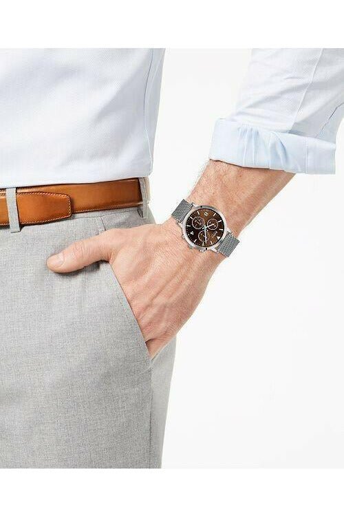 Shop Authentic Hugo Boss Spirit Brown Dial Silver Mesh Bracelet Watch for Men - 1513694 - Luxxuri