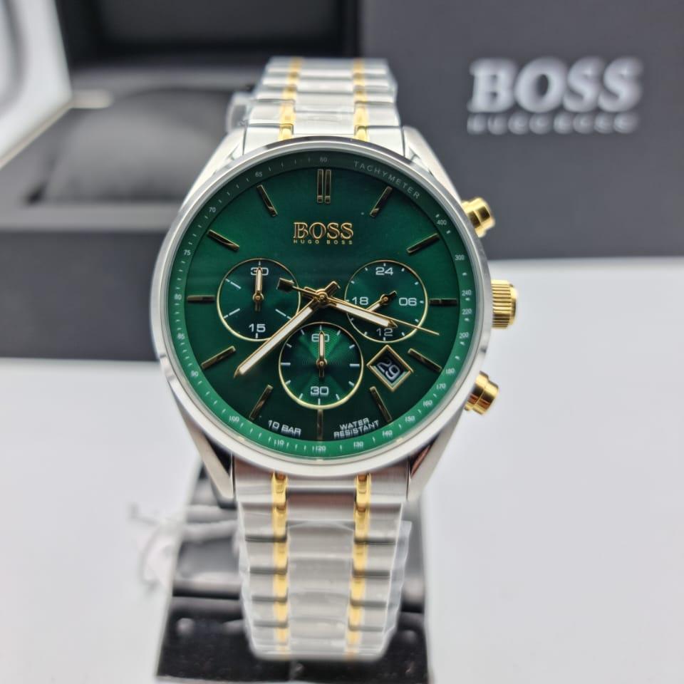 Shop Authentic Hugo Boss Champion Green Dial Silver Steel Strap Watch for Men - 1513878 - Luxxuri