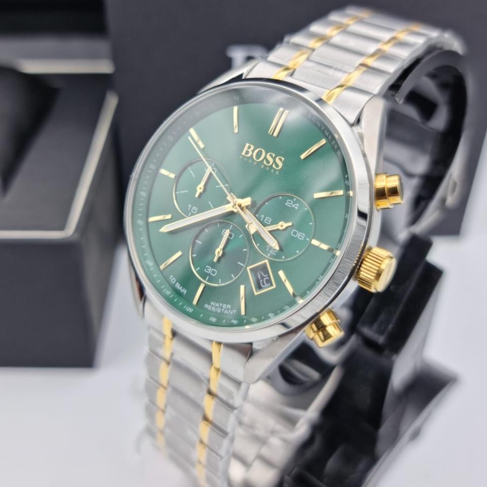 Shop Authentic Hugo Boss Champion Green Dial Silver Steel Strap Watch for Men - 1513878 - Luxxuri