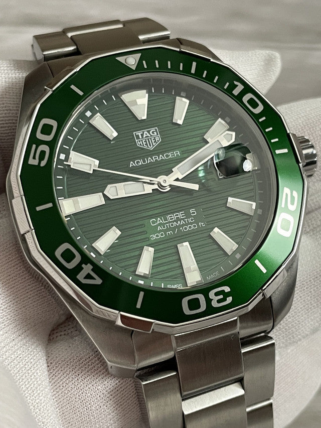 Shop Authentic Tag Heuer Aquaracer Green Dial Watch for Men - WAY201S.BA0927 - Luxxuri