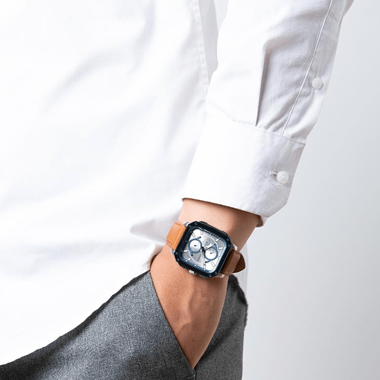 Shop Authentic Fossil Inscription Multifunction Silver Dial Brown Leather Strap Watch for Men - BQ2658 - Luxxuri