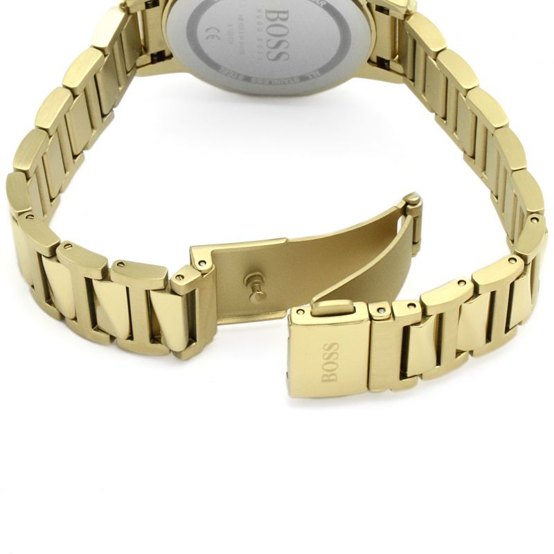 Shop Authentic Hugo Boss Signature Gold Dial Gold Steel Strap Watch for Women - 1502541 - Luxxuri