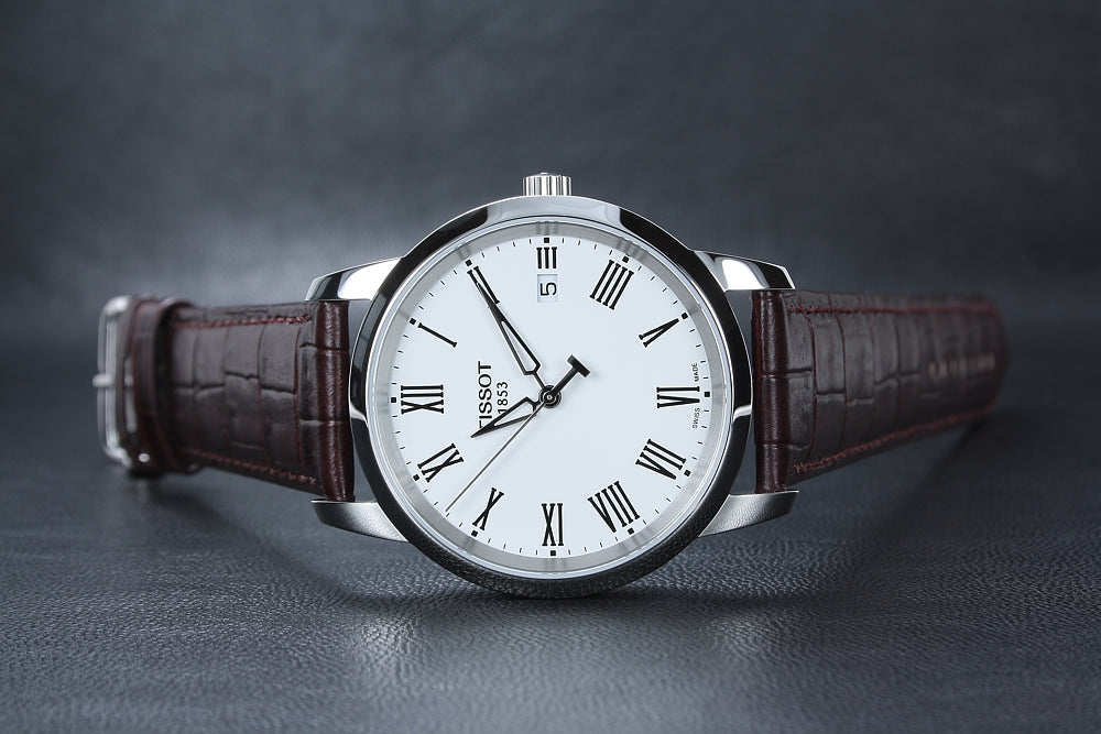 Shop Authentic Tissot T Classic Dream White Dial Brown Leather Strap Watch for Men - T033.410.16.013.01 - Luxxuri