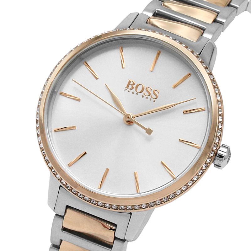 Shop Authentic Hugo Boss Signature Silver Dial Two Tone Steel Strap Watch for Women - 1502567 - Luxxuri