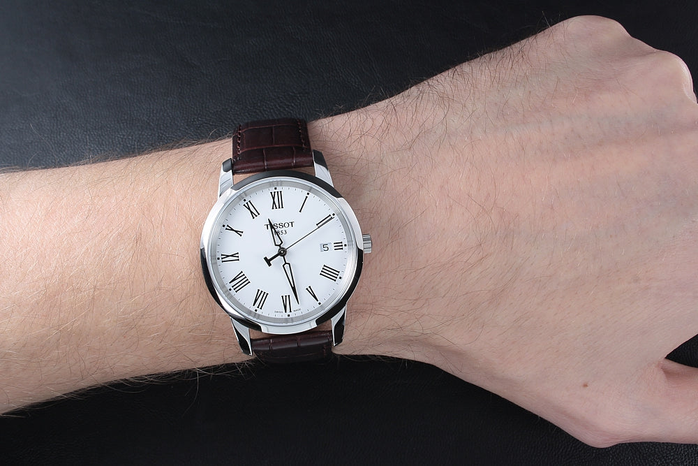 Shop Authentic Tissot T Classic Dream White Dial Brown Leather Strap Watch for Men - T033.410.16.013.01 - Luxxuri