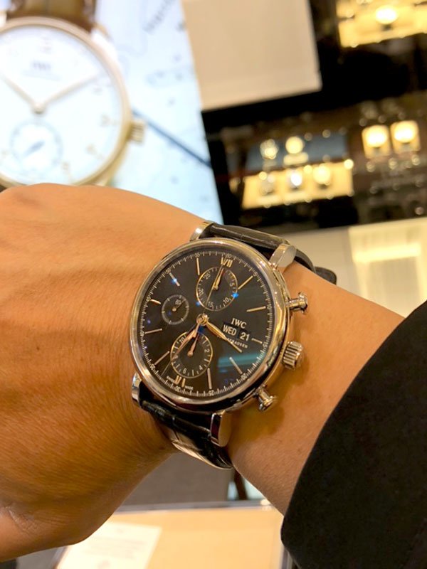 Shop Authentic IWC Portofino Chronograph Black Dial Black Leather Strap Watch for Men - IW391029 - Luxxuri