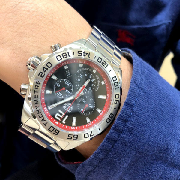 Shop Authentic Tag Heuer Formula 1 Chronograph Black Dial Silver Steel Strap Watch for Men - CAZ101Y.BA0842 - Luxxuri