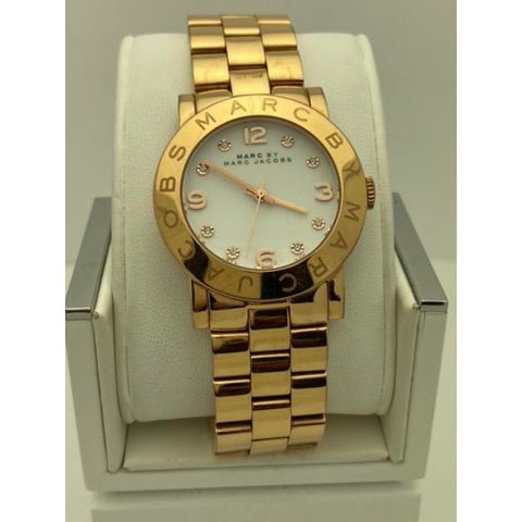 Shop Authentic Marc Jacobs Amy White Dial Rose Gold Steel Strap Watch for Women - MBM3077 - Luxxuri