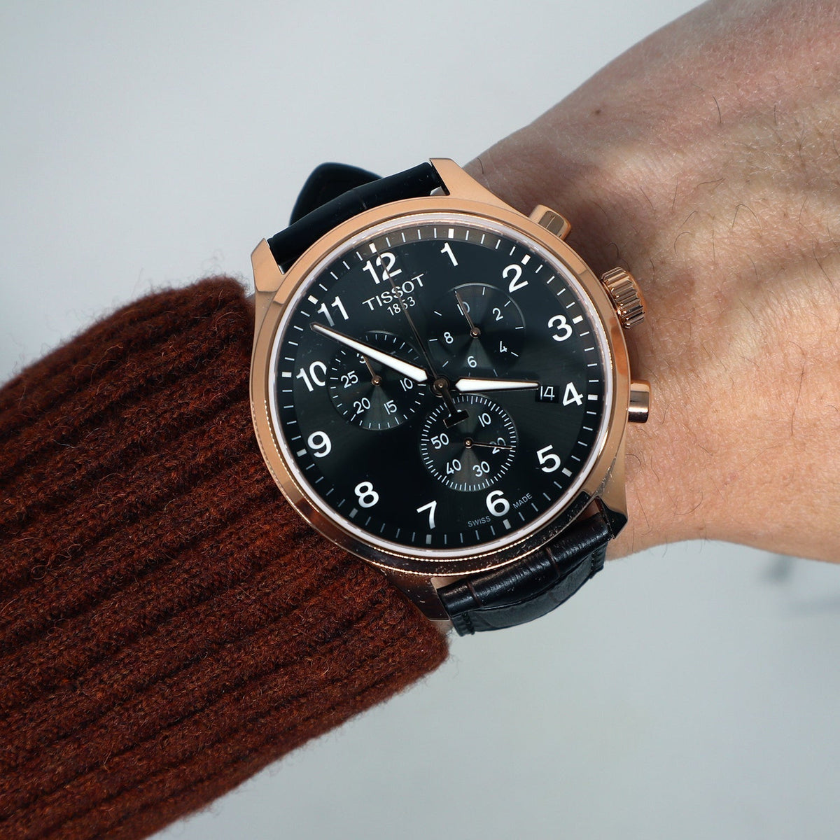 Shop Authentic Tissot Chrono XL Black Dial Brown Leather Strap Watch For Men - T116.617.36.057.01 - Luxxuri