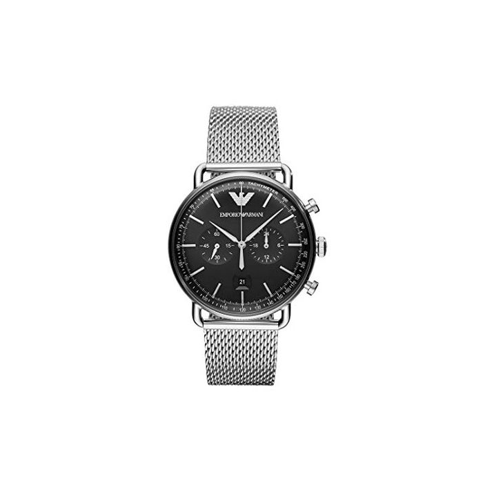 Shop Authentic Emporio Armani Chronograph Black Dial Silver Mesh Bracelet Watch For Men - AR11104 - Luxxuri