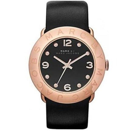 Shop Authentic Marc Jacobs Amy Black Dial Black Leather Strap Watch for Women - MBM1225 - Luxxuri