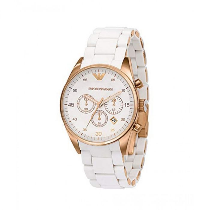 Shop Authentic Emporio Armani Sportivo Silver Dial White Silicone Strap Watch For Women - AR5920 - Luxxuri