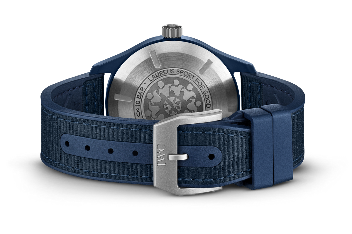 Shop Authentic IWC Pilot’s Watch Automatic "Laureus Sport for Good" Edition Blue Dial Blue Nylon Strap Watch for Men - IW328101 - Luxxuri