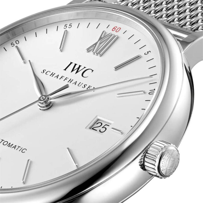 Shop Authentic IWC Portofino Automatic White Dial Silver Mesh Bracelet Watch for Men - IW356505 - Luxxuri