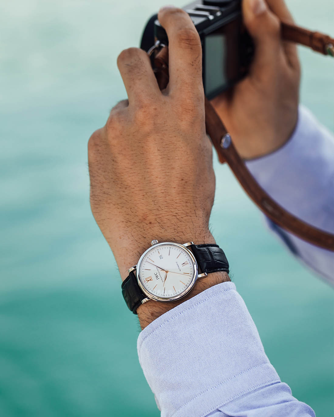 Shop Authentic IWC Portofino Automatic White Dial Black Leather Strap Watch for Men - IW356517 - Luxxuri