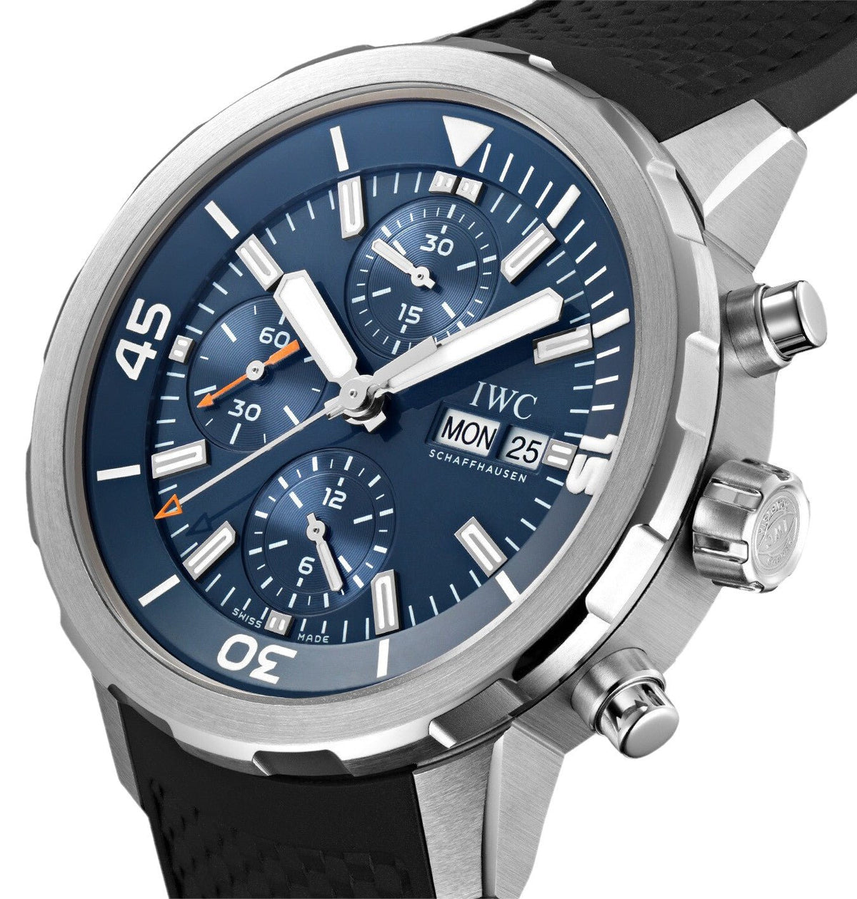 Shop Authentic IWC Aquatimer Automatic Chronograph 44mm Blue Dial Black Rubber Strap Watch for Men - IW376805 - Luxxuri