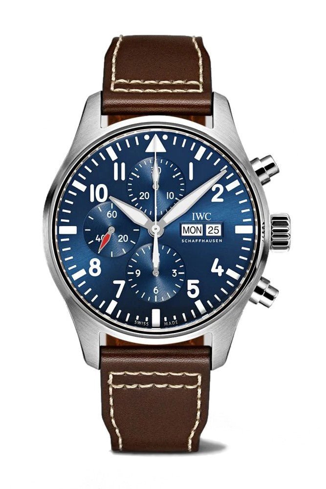 Shop Authentic IWC Pilot’s Watch Chronograph Edition “Le Petit Prince” Blue Dial Brown Leather Strap Watch for Men - IW377714 - Luxxuri