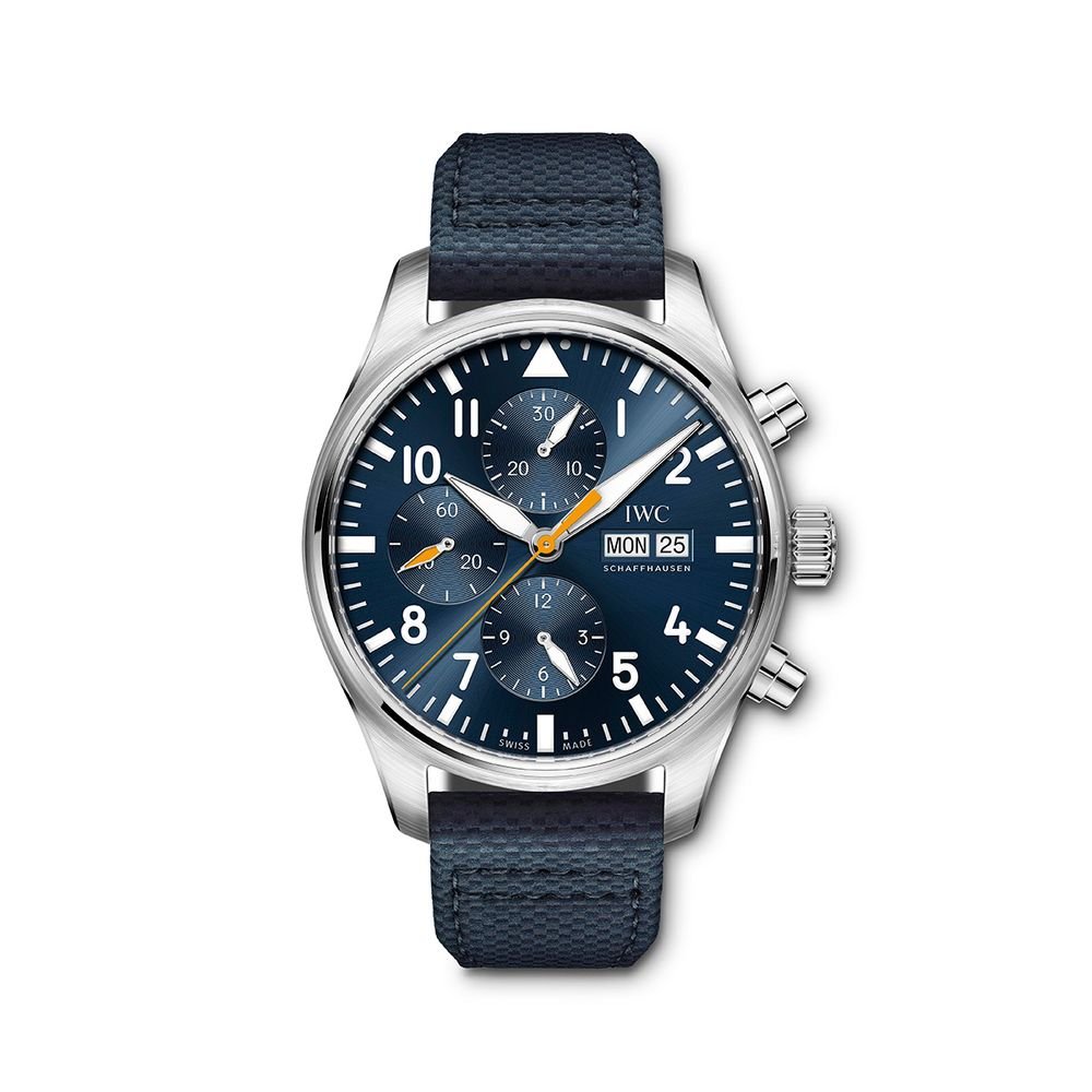 Shop Authentic IWC Pilot's Automatic Chronograph 43mm Blue Dial Blue Calfskin Strap Watch for Men - IW377729 - Luxxuri