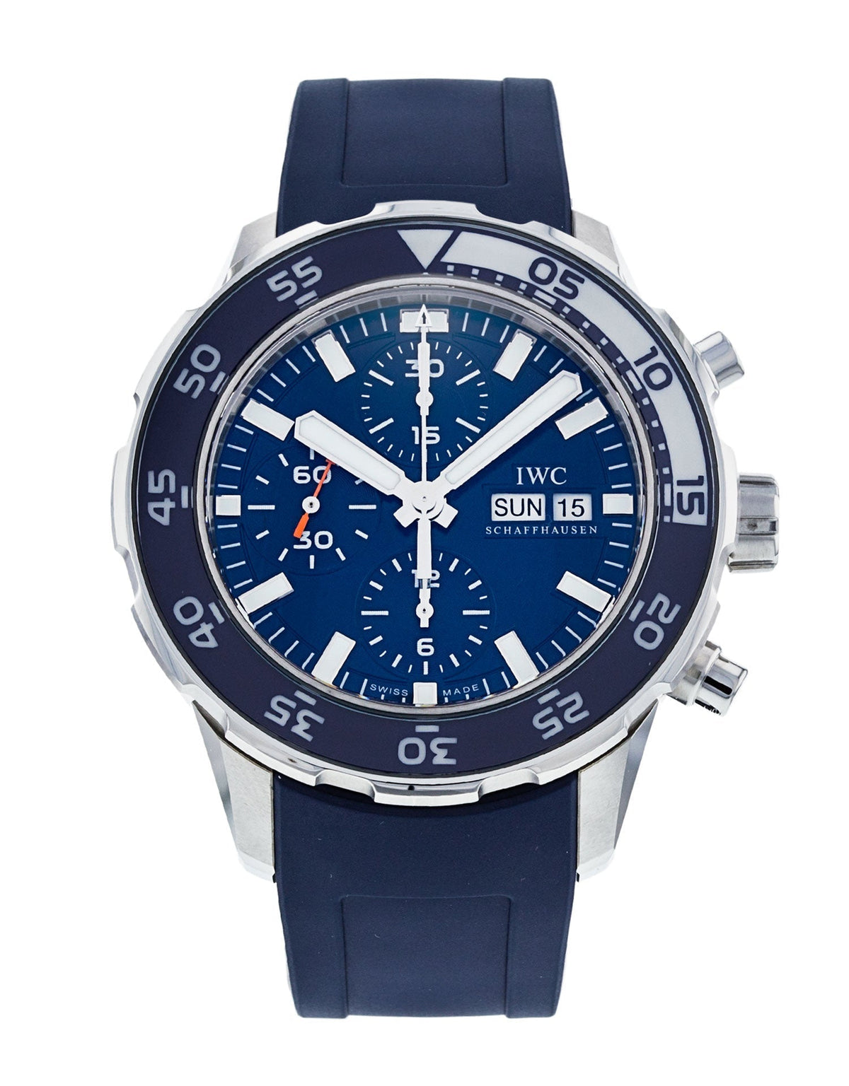 Shop Authentic IWC Aquatimer Chronograph Blue Dial Blue Rubber Strap Watch for Men - IW376711 - Luxxuri