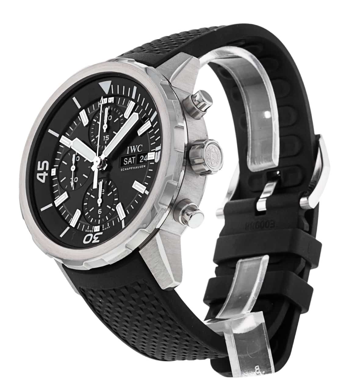 Shop Authentic IWC Aquatimer Chronograph Black Dial Black Leather Strap Watch for Men - IW376803 - Luxxuri