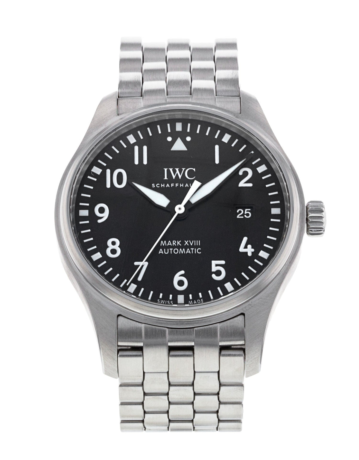 Shop Authentic IWC Pilot’s Watch Mark XVIII Black Dial Silver Steel Strap Watch for Men - IW327015 - Luxxuri